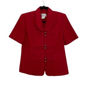 Miss Dorby Vintage Red Short Sleeve Button Up Blouse